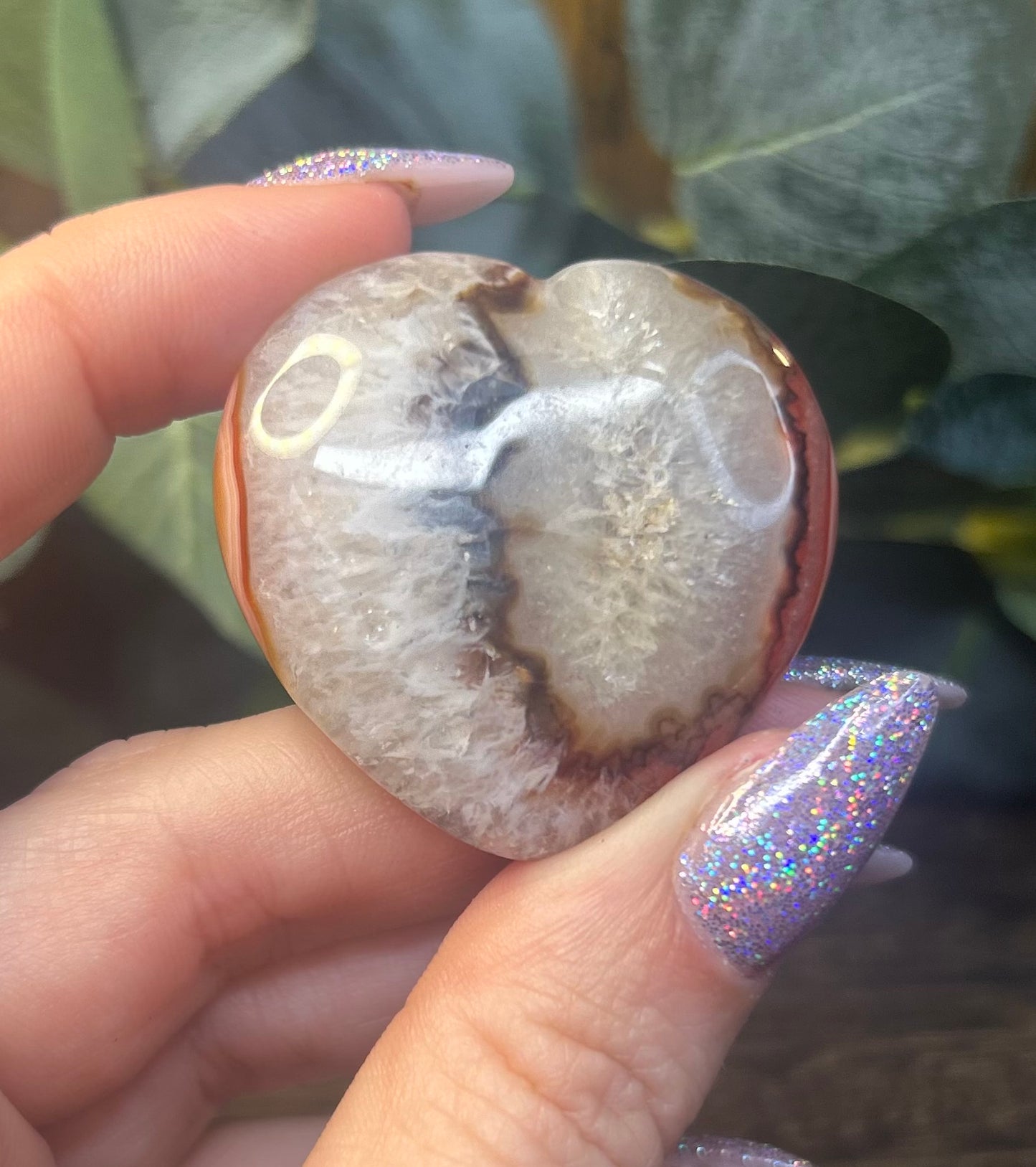 Carnelian Agate Banded Crystal Heart