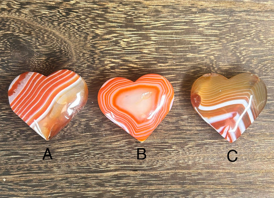 Carnelian Agate Heart Carvings