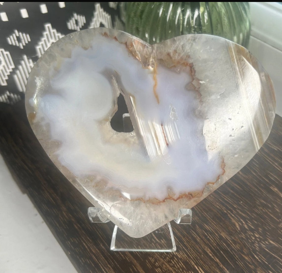 Agate Druzy Heart Carving