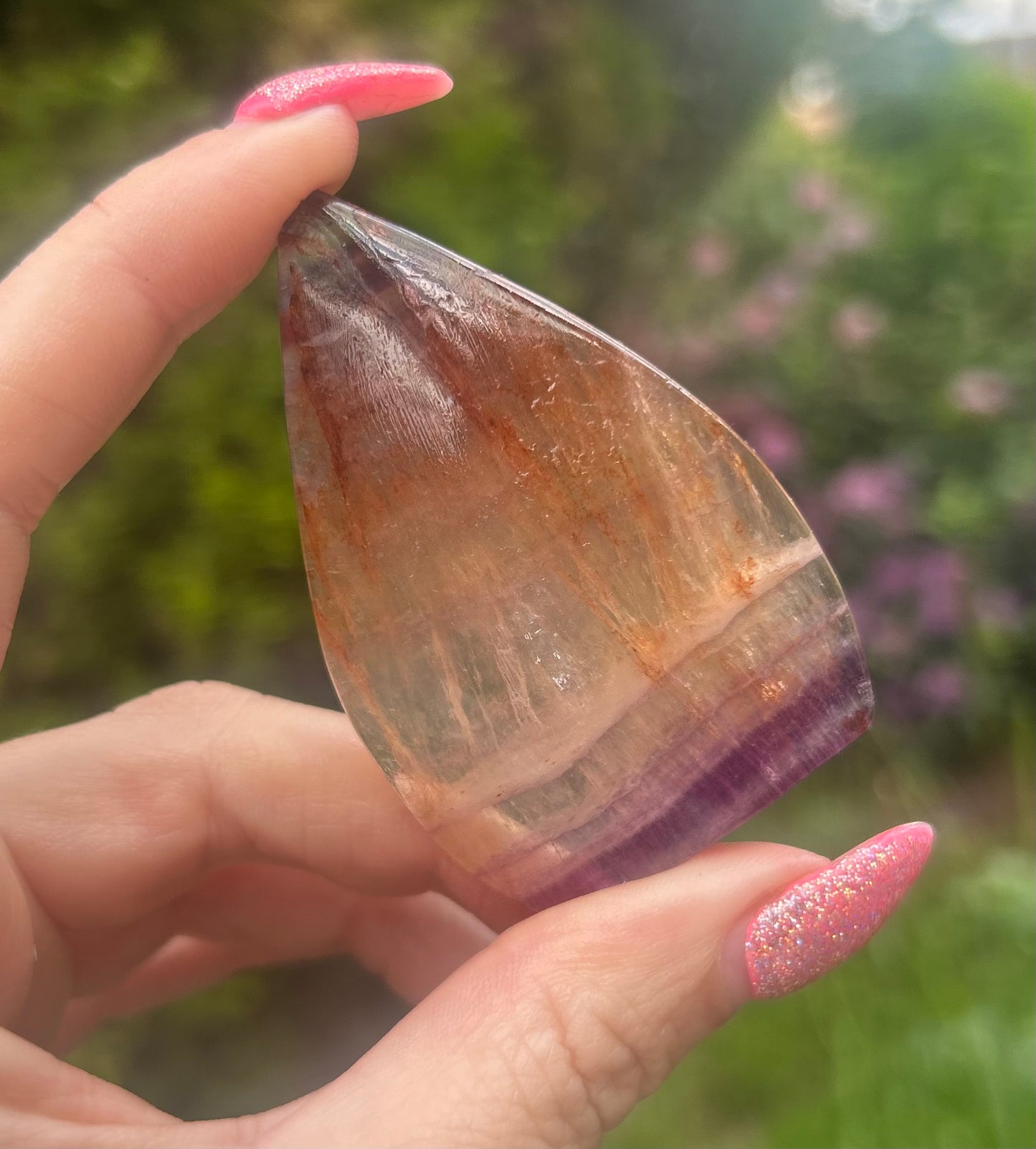 Fluorite with Firequartz Tear drop / Flame