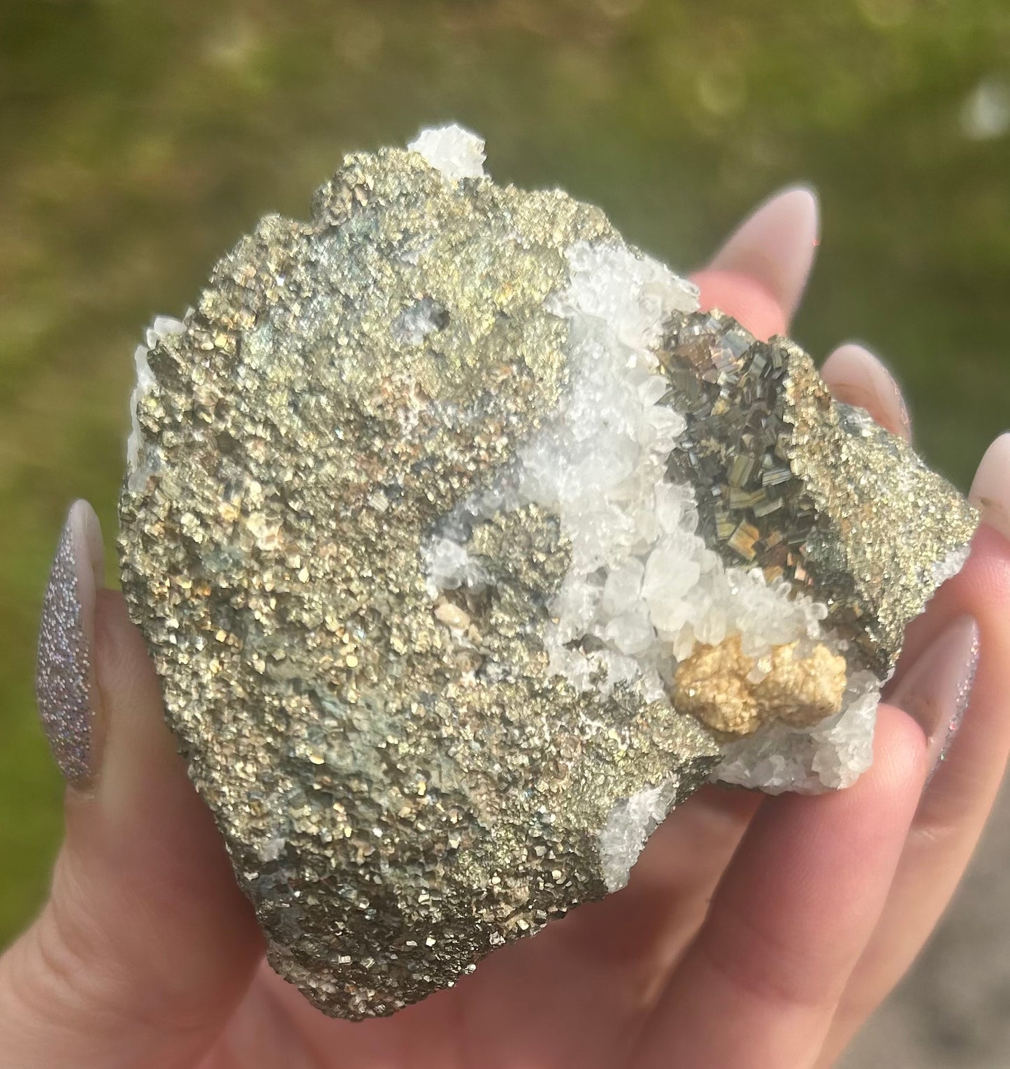 Quartz With AA Quality Rare Aura Pyrite Cubes