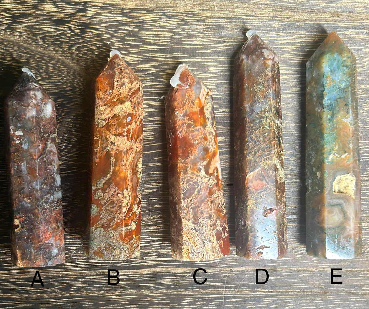 Red Moss Agate Crystal Towers