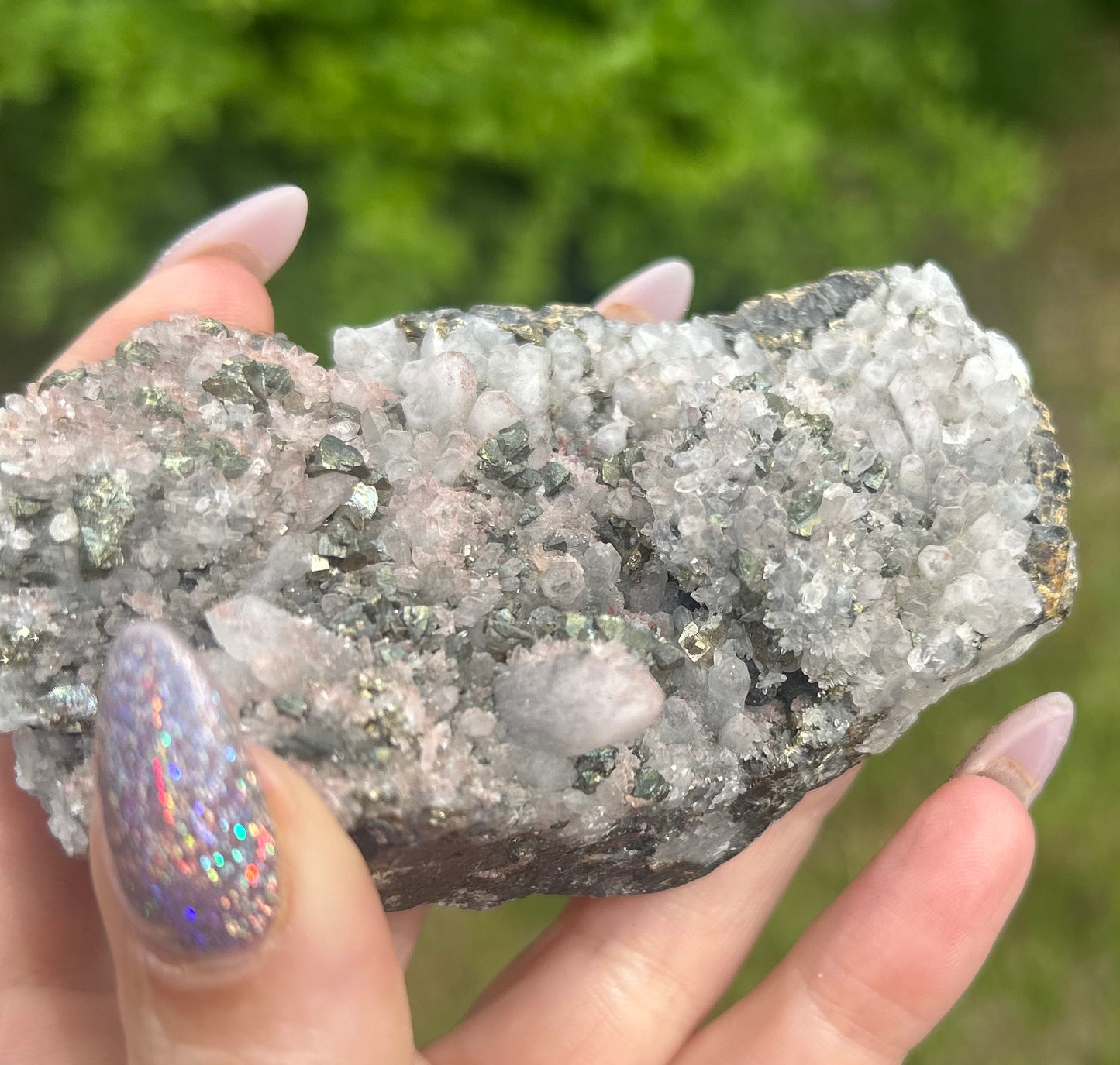 Quartz, Red Quartz, Galena and pyrite