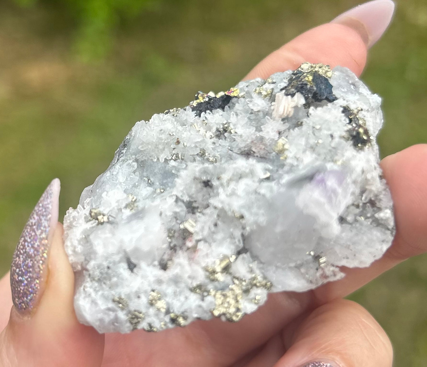 Quartz, Red Quartz, Pyrite, Galena and A Touch of Purple Fluorite