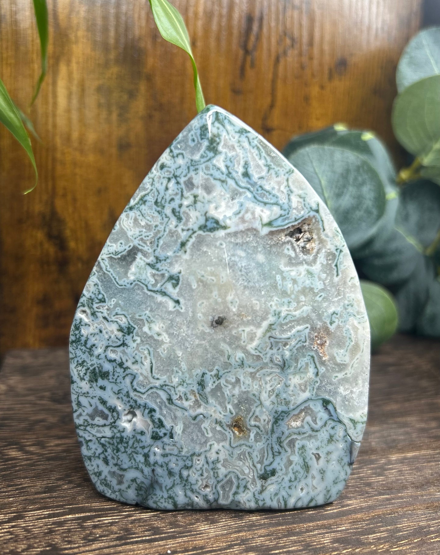 Blue Moss Agate Teardrop / Flame