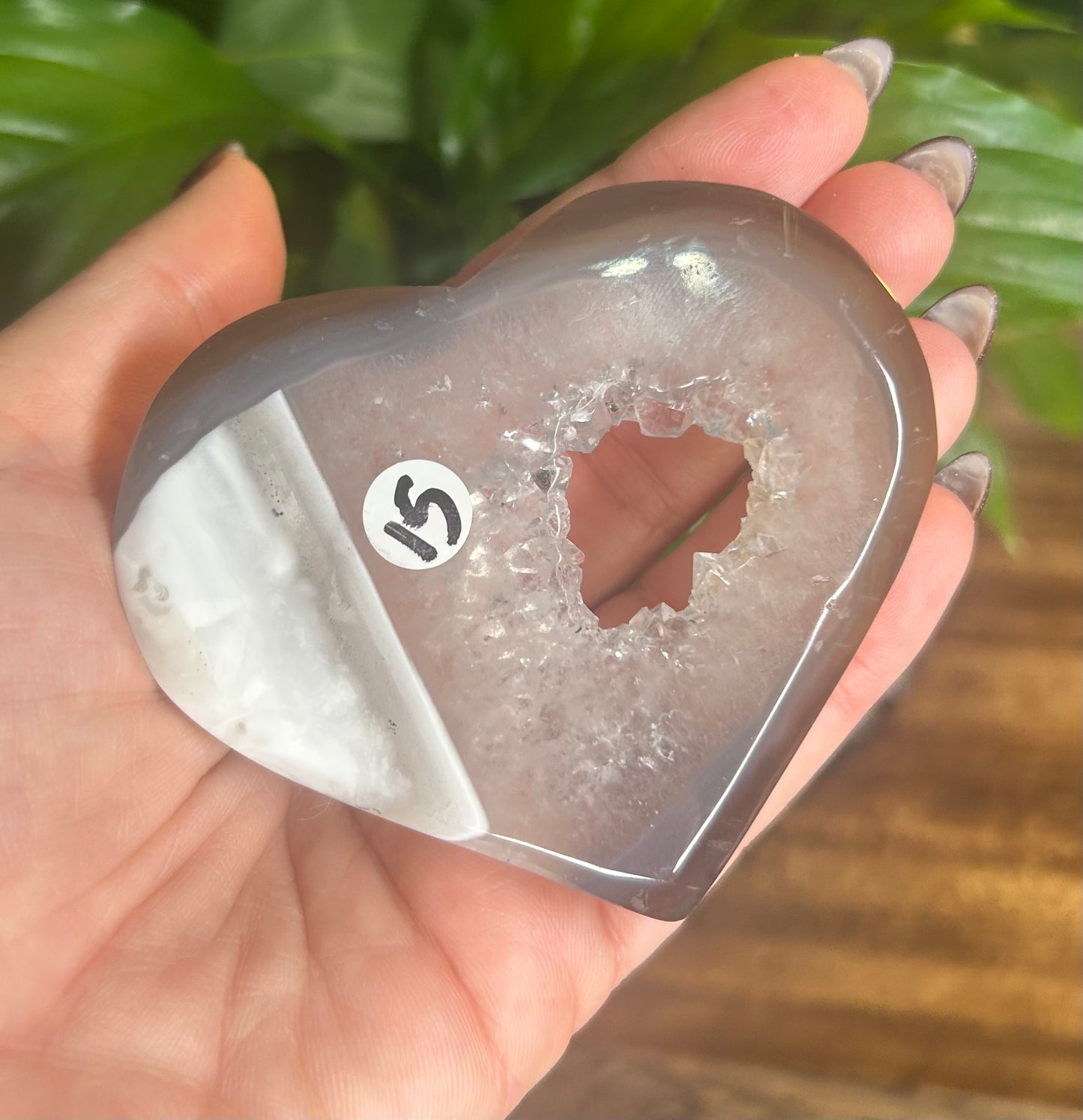Agate Druzy Crystal Heart Carving
