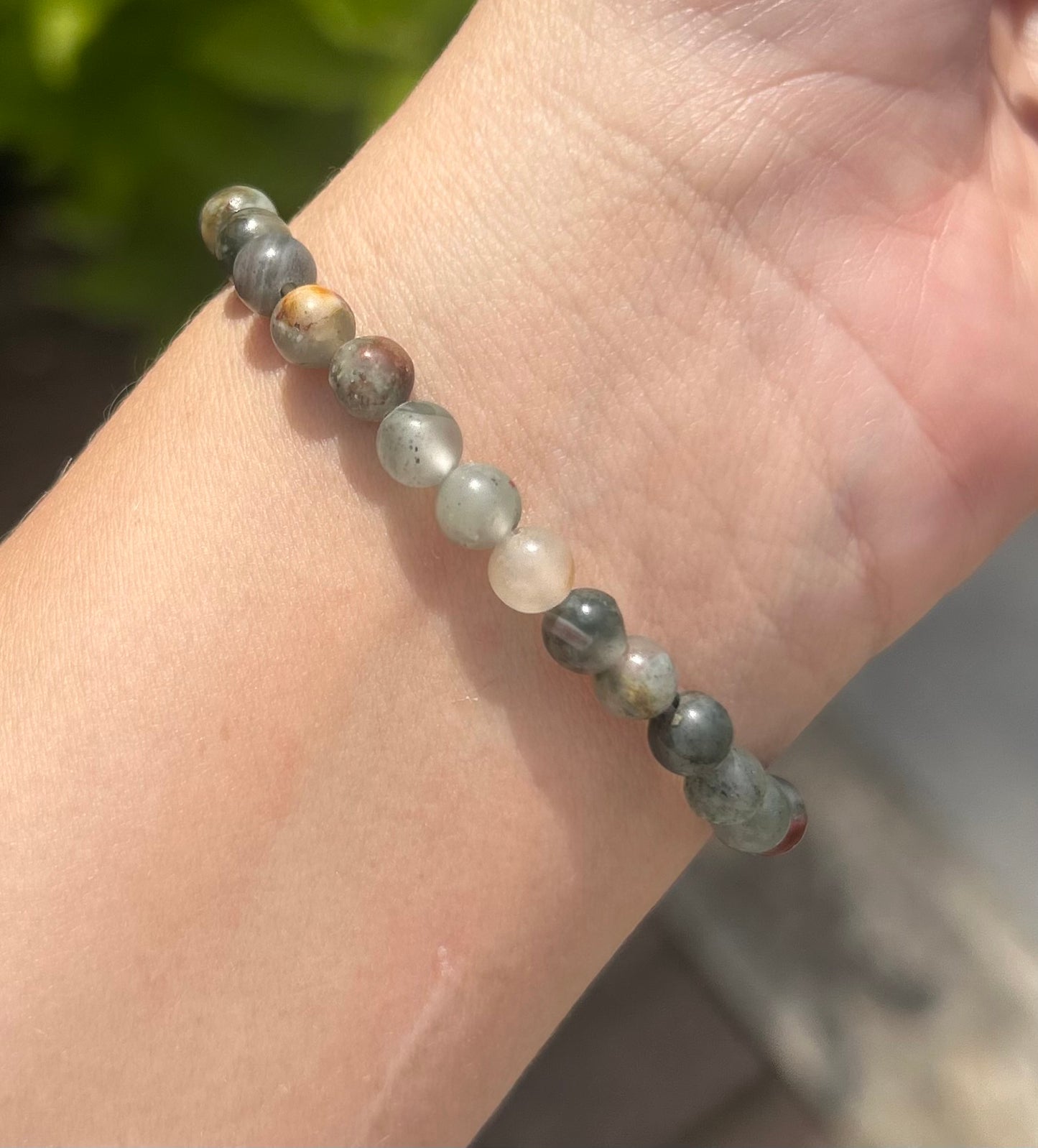 African Bloodstone Crystal Beaded Bracelet