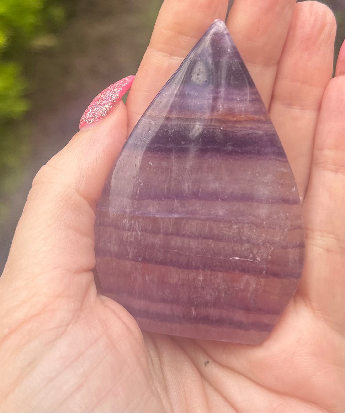 Fluorite with Firequartz Tear drop / Flame