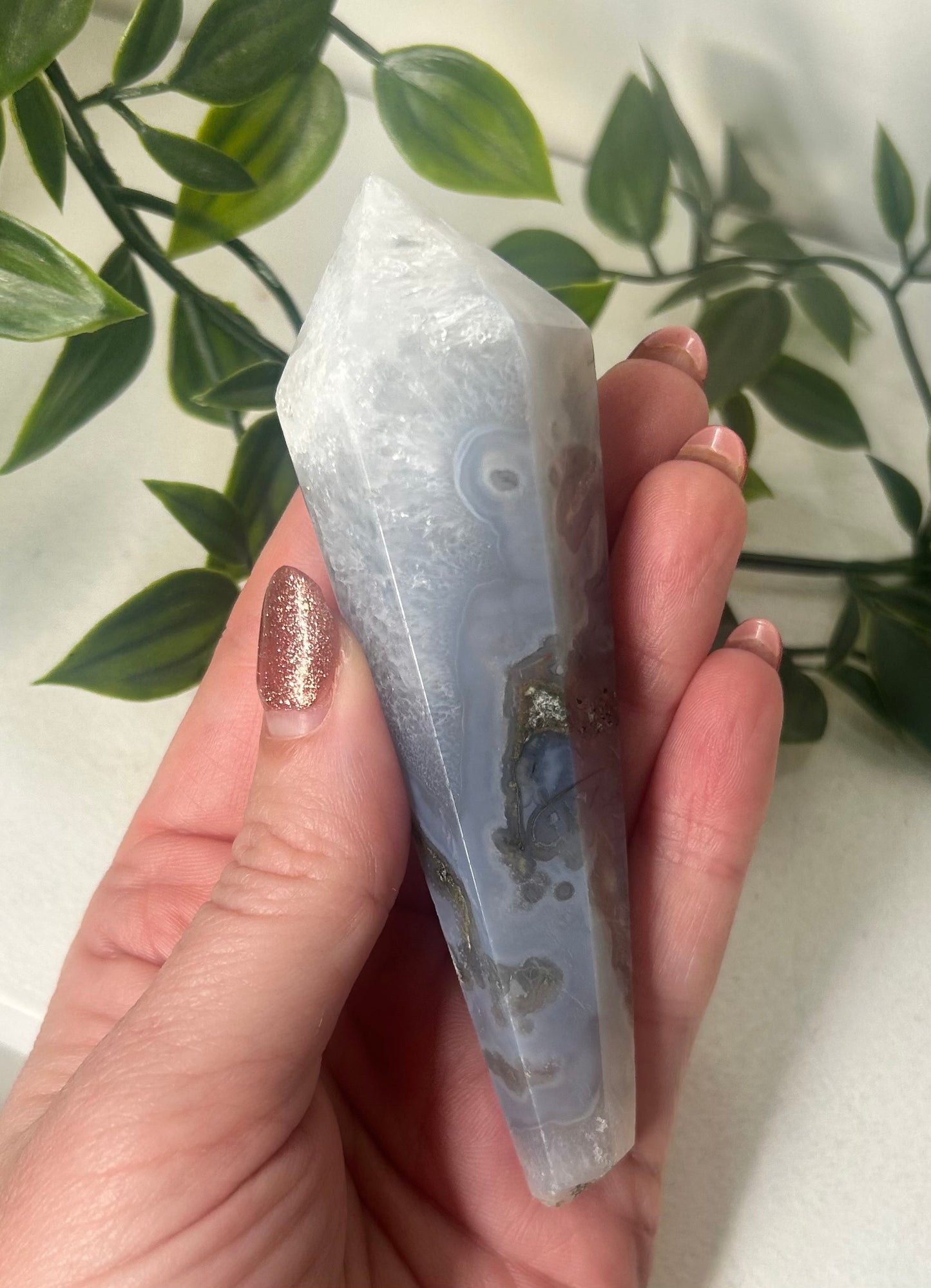 Blue Moss Agate Wand