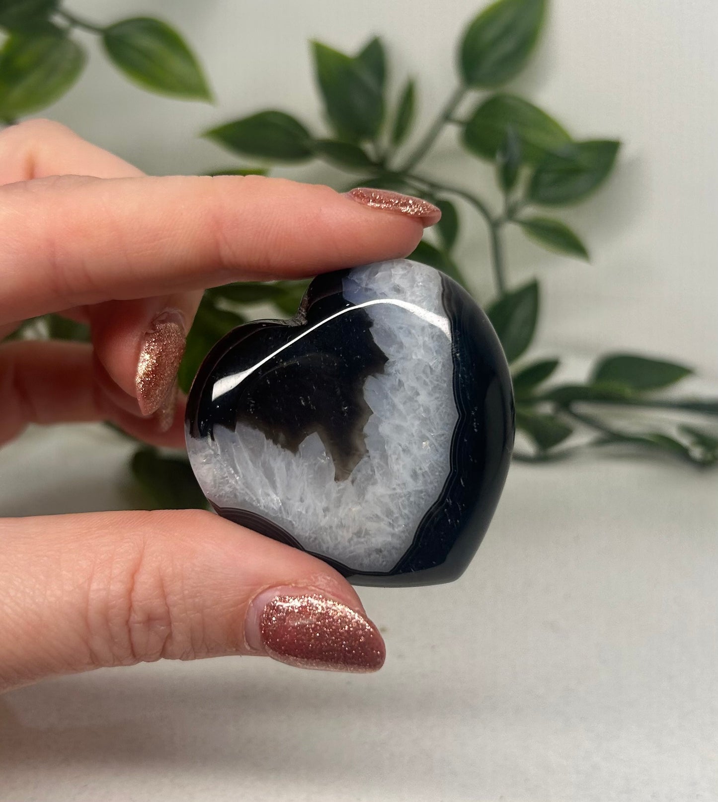 Black Agate Palm Heart