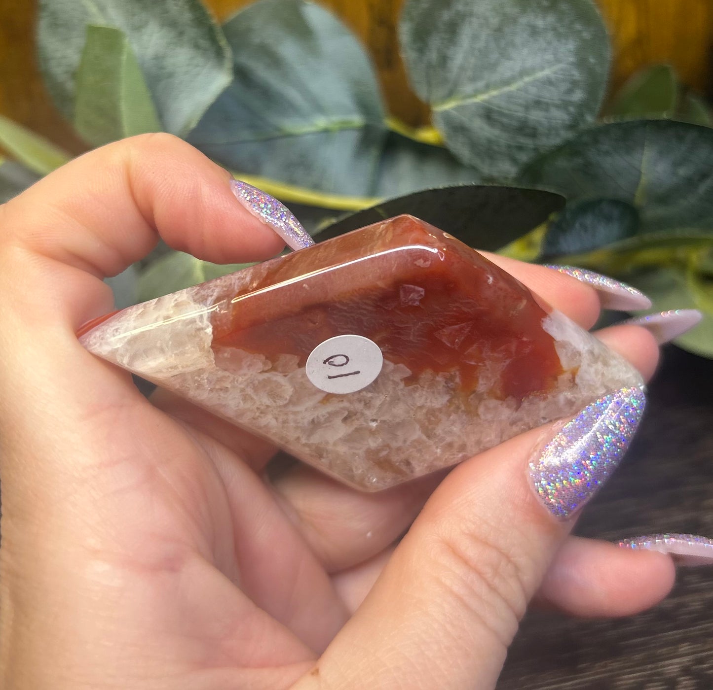 Carnelian Agate Crystal Diamond Carving