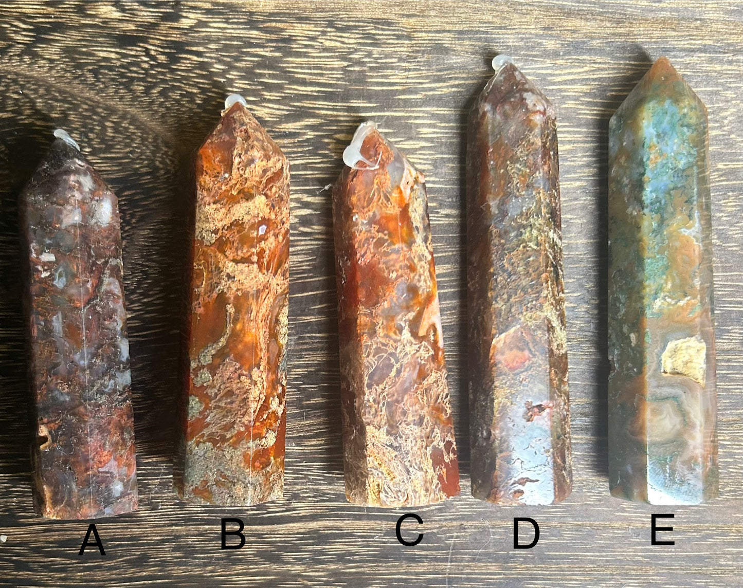 Red Moss Agate Crystal Towers