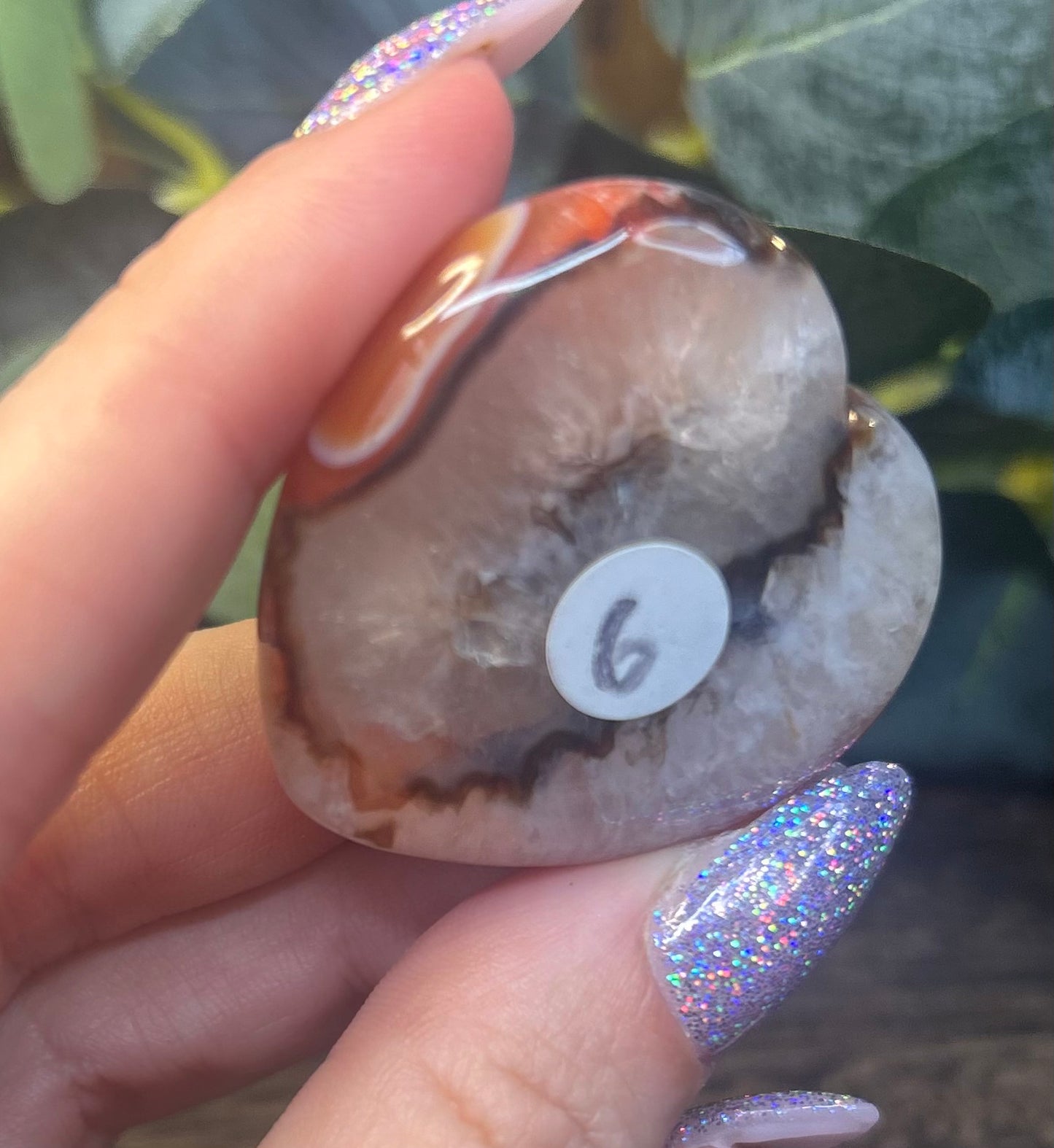 Carnelian Agate Banded Crystal Heart