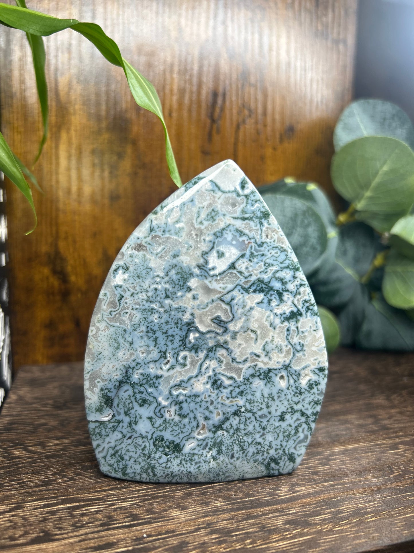 Blue Moss Agate Teardrop / Flame