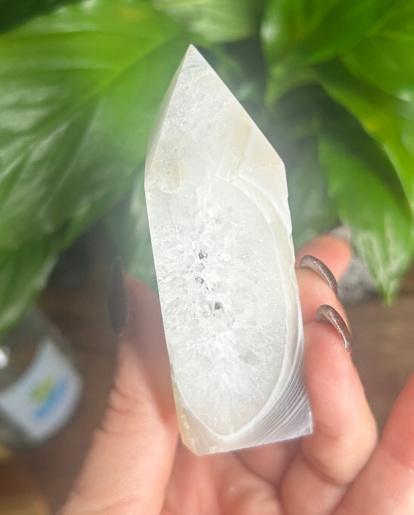 Agate Druzy Quartz Crystal Tower