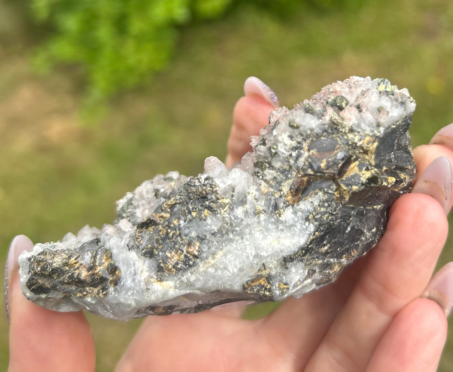 Quartz, Red Quartz, Galena and pyrite