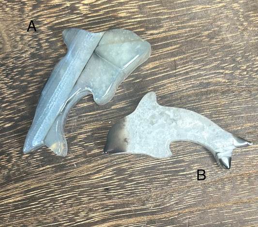 Black Agate Dolphin / Whale Carving