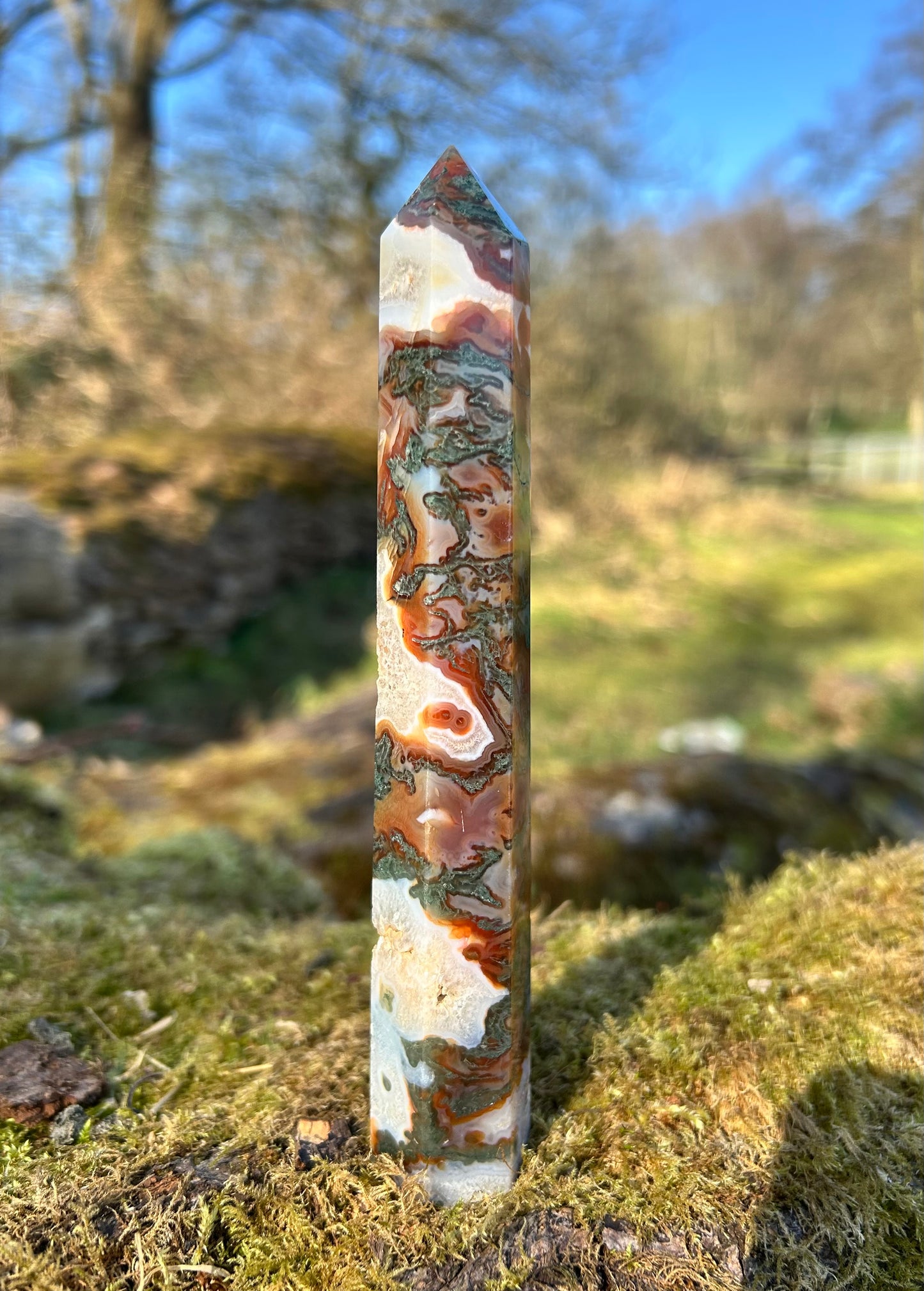 Red Moss Agate Druzy Crystal Tower