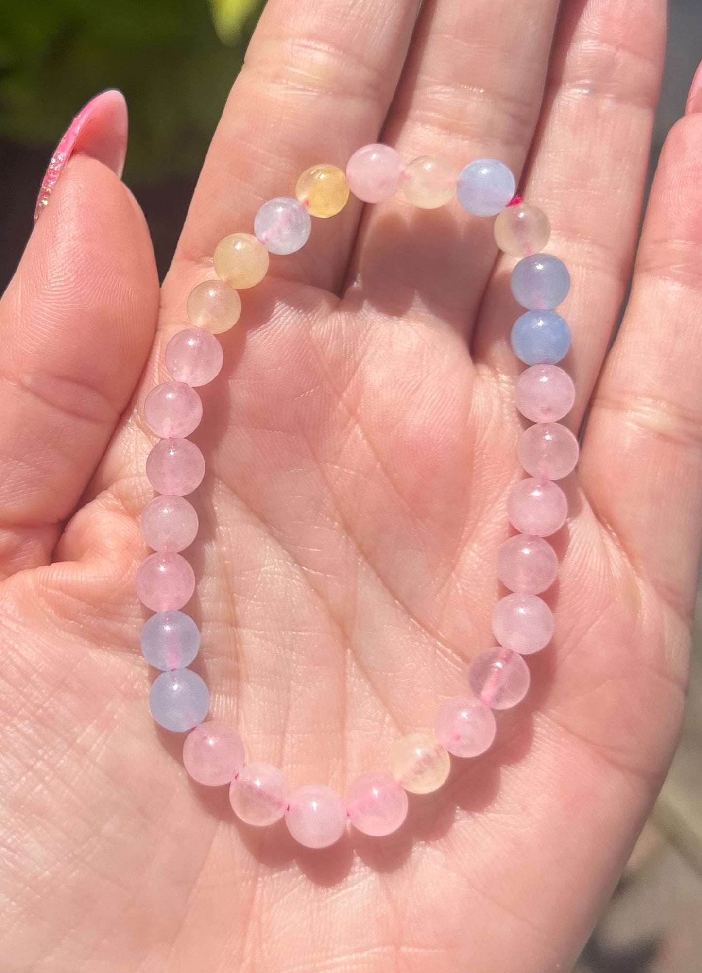 Morganite Crystal Beaded Bracelet