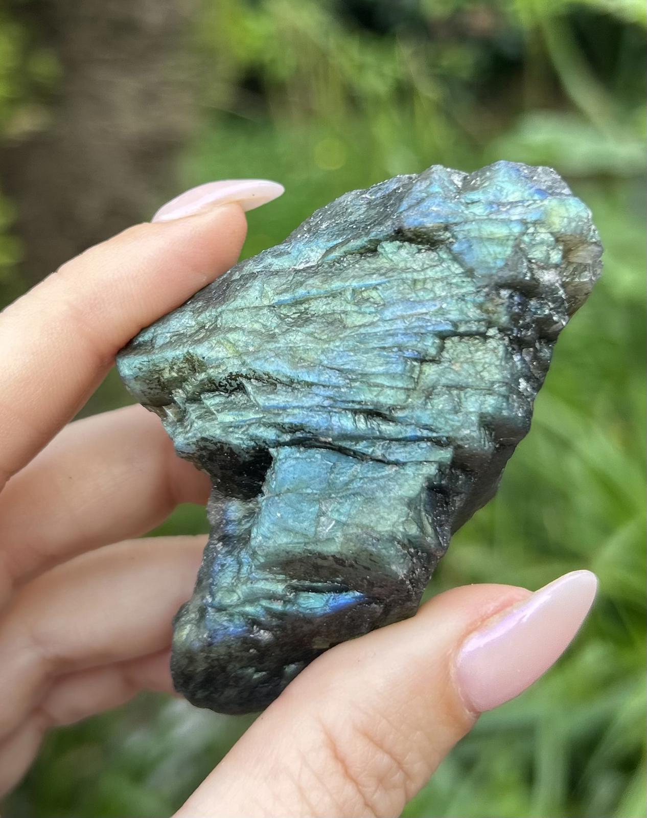 Labradorite Flashy Blue Green Raw Crystal Stone