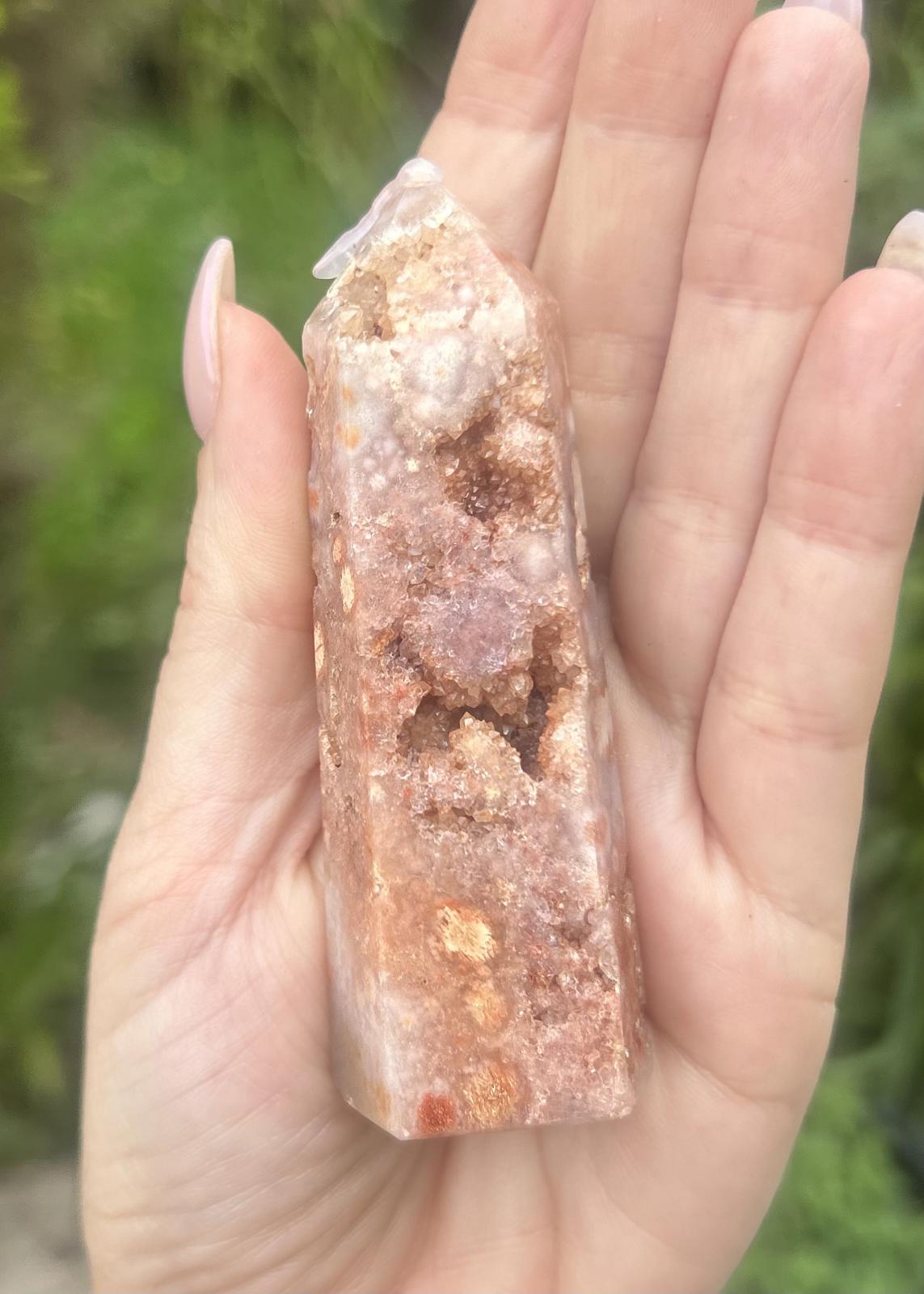 Pink Flower Amethyst Druzy Crystal Tower