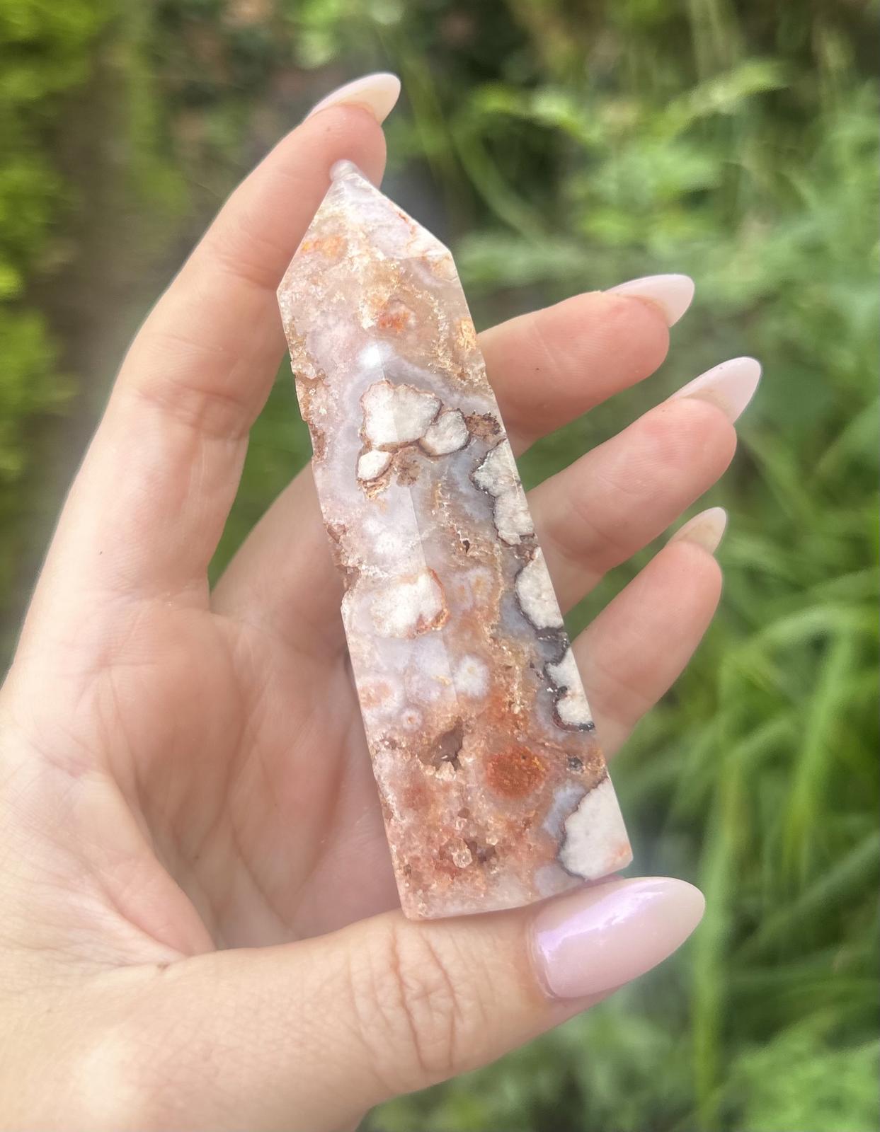 Pink Flower Amethyst Druzy Crystal Tower
