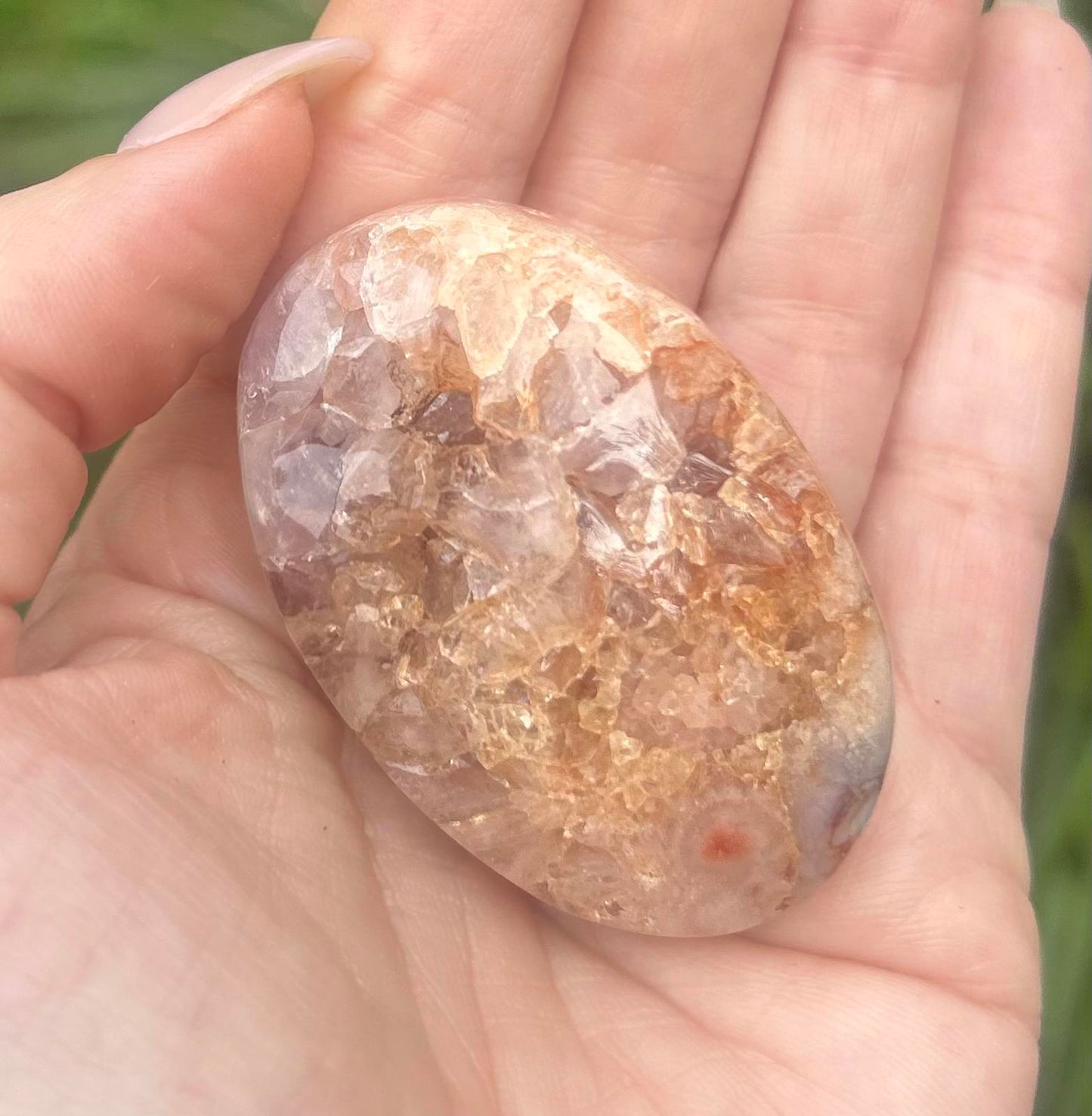 Pink Flower Agate Amethyst Palm Crystal Stone