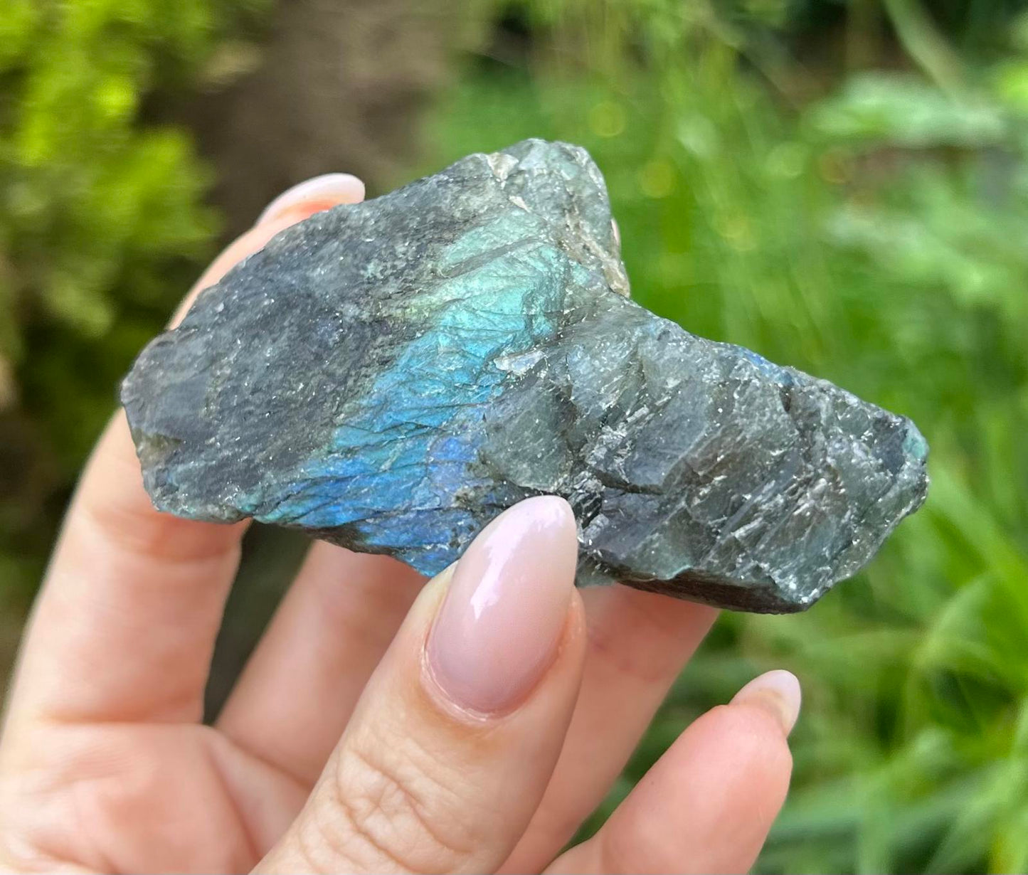 Labradorite Flashy Blue Green Raw Crystal Stone