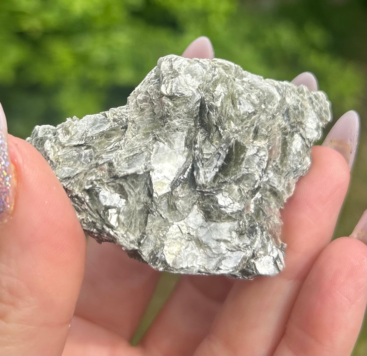 Green Shiny Mica Raw Piece