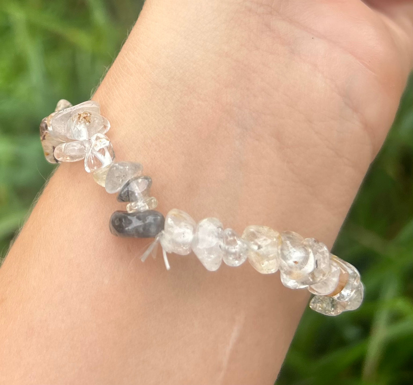 Mixed Crystal Chip Bracelet Quartz, golden healer