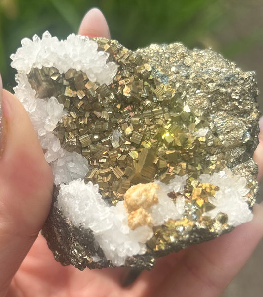 Quartz With AA Quality Rare Aura Pyrite Cubes