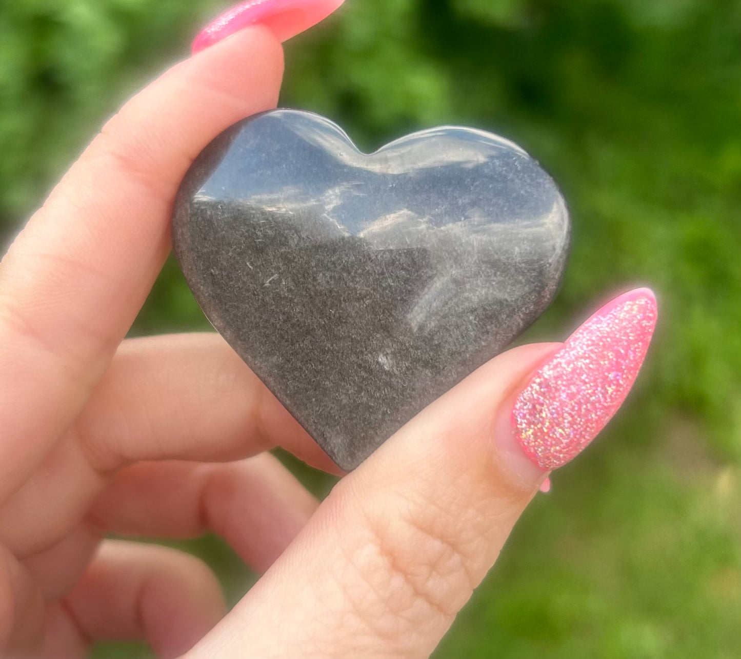 Silver Obsidian Heart