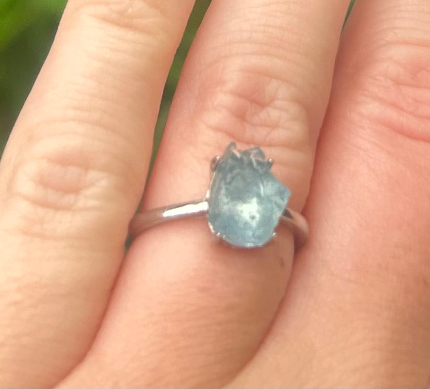 Aqua Marine Crystal Ring (A)