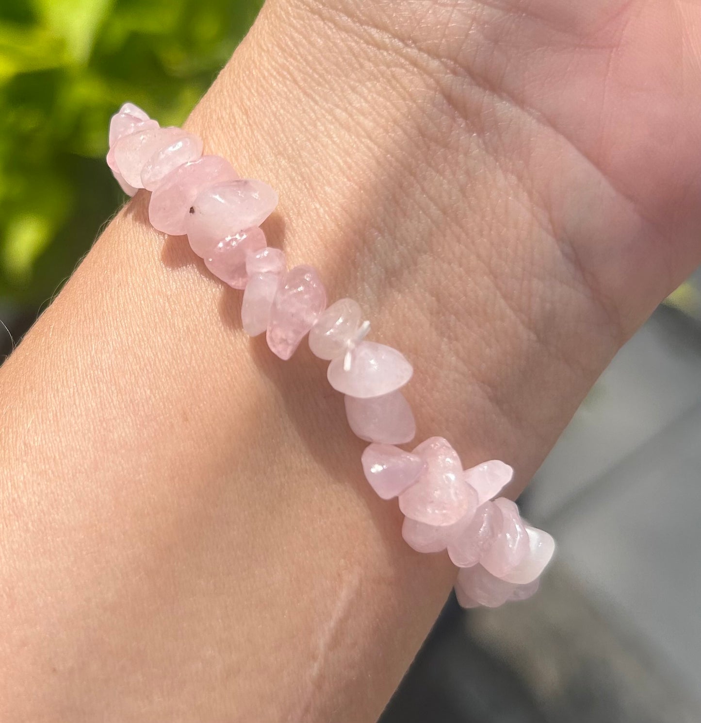 Rose Quartz Crystal Chip Bracelet
