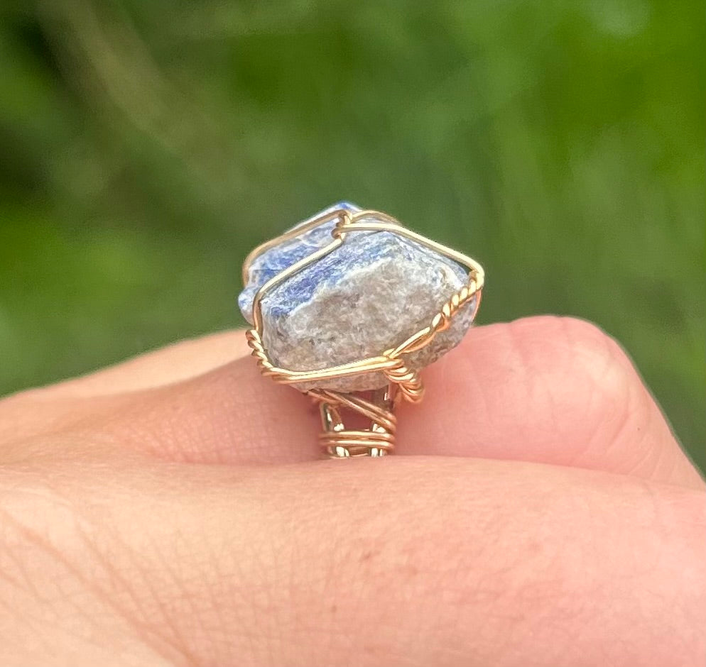Lapis Lazuli Crystal Cocktail Ring