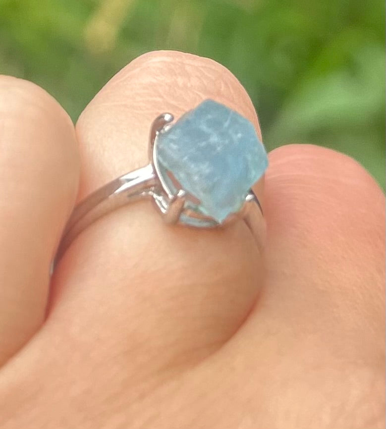 Aqua Marine Crystal Ring (B)