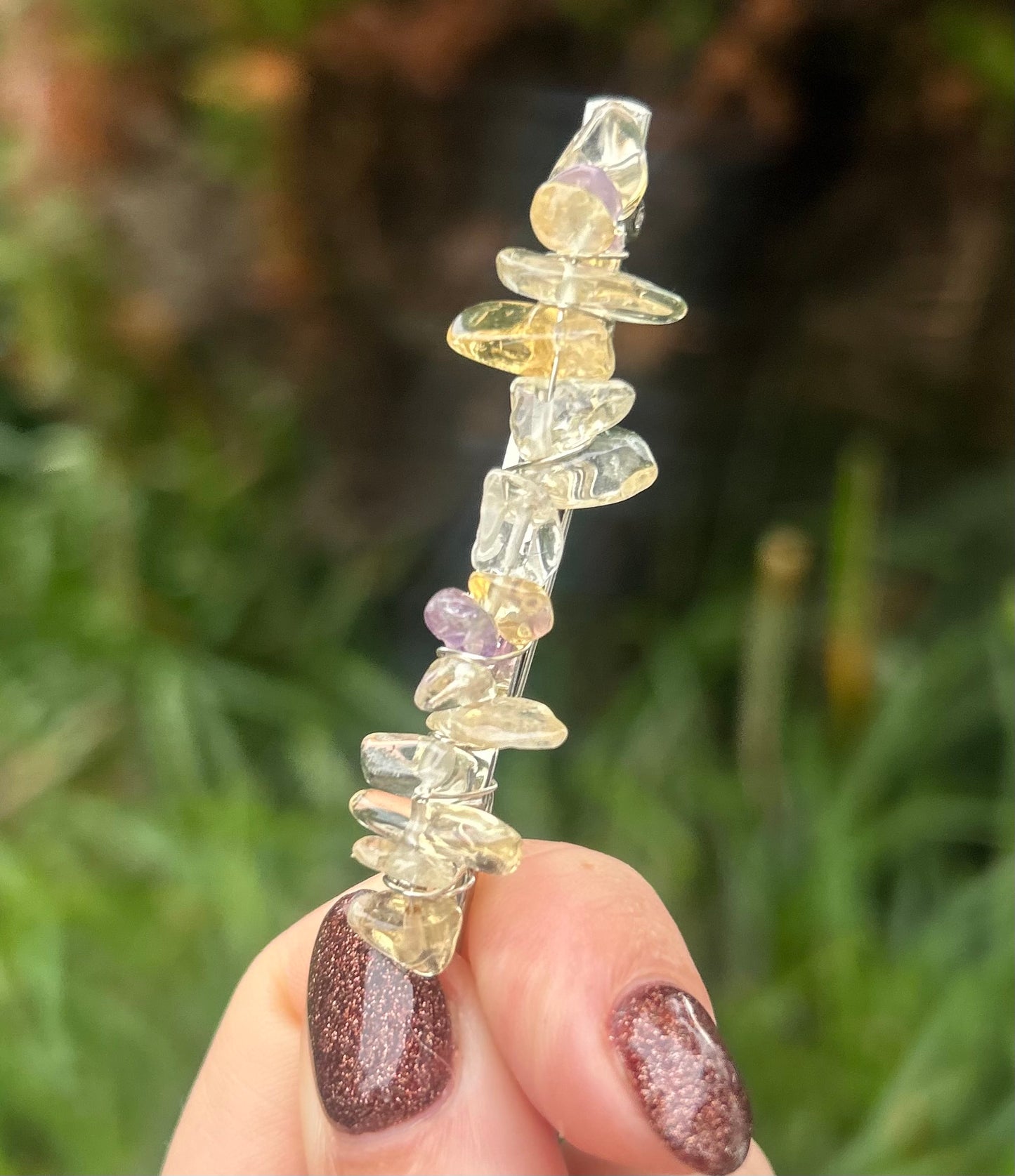 Citrine & Amethyst Hair Slide