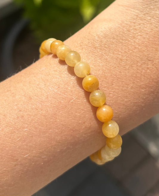Yellow Jade Crystal Beaded Bracelet