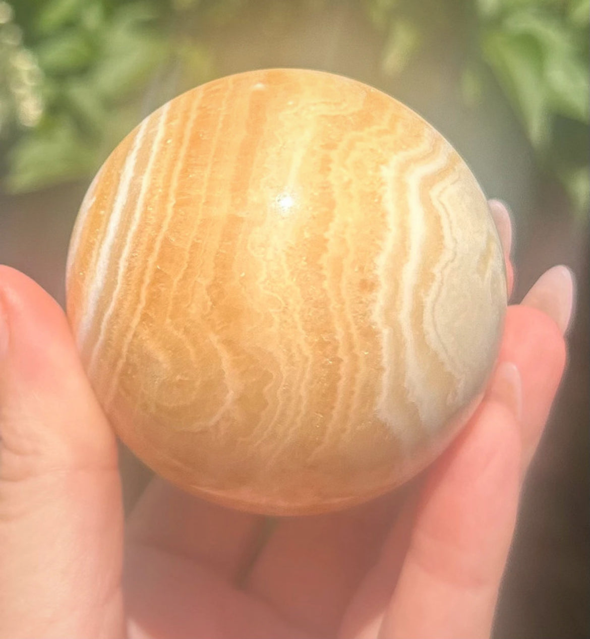 Orange Calcite Banded Sphere