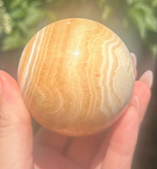 Orange Calcite Banded Sphere