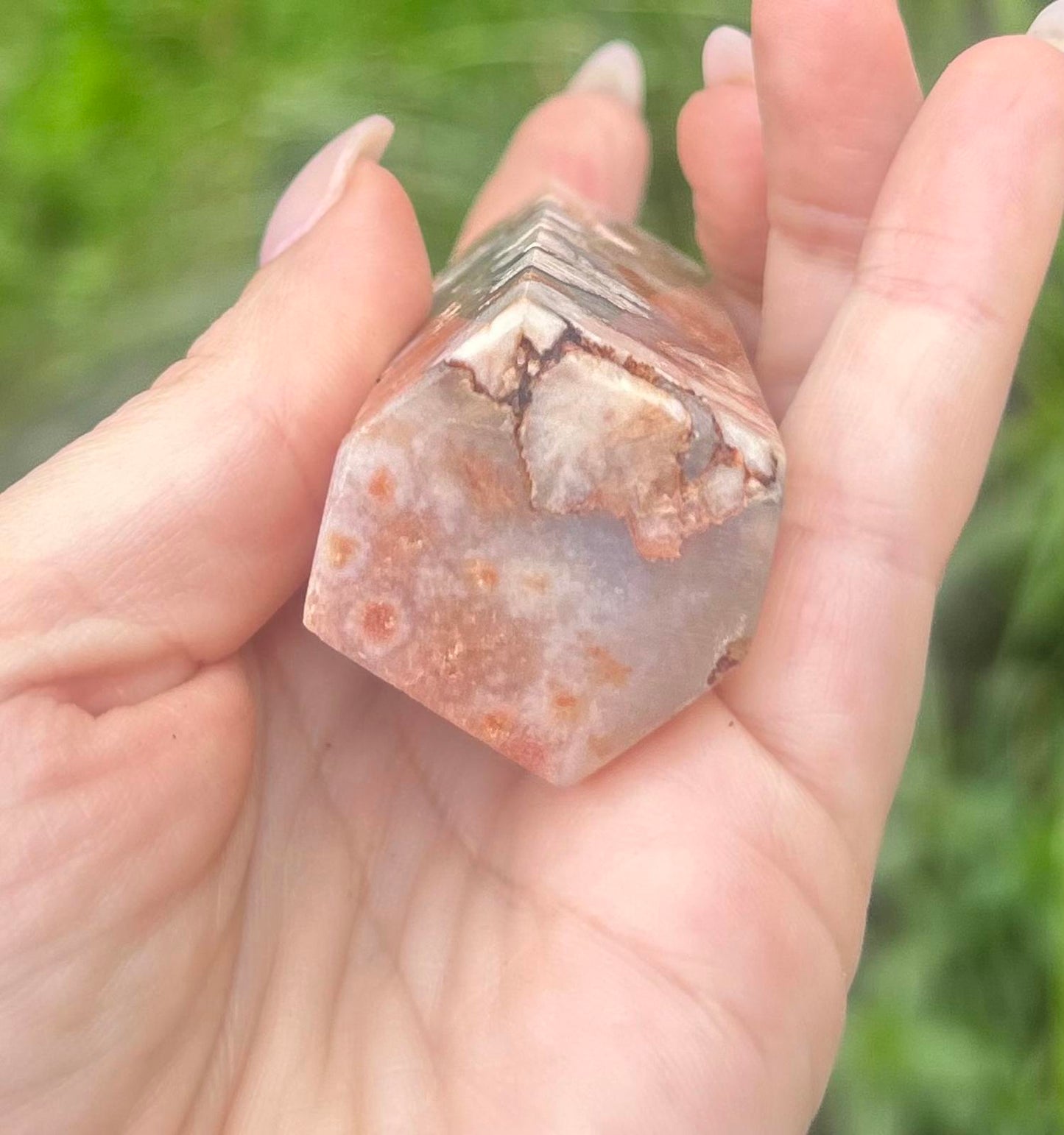 Pink Flower Amethyst Druzy Crystal Tower