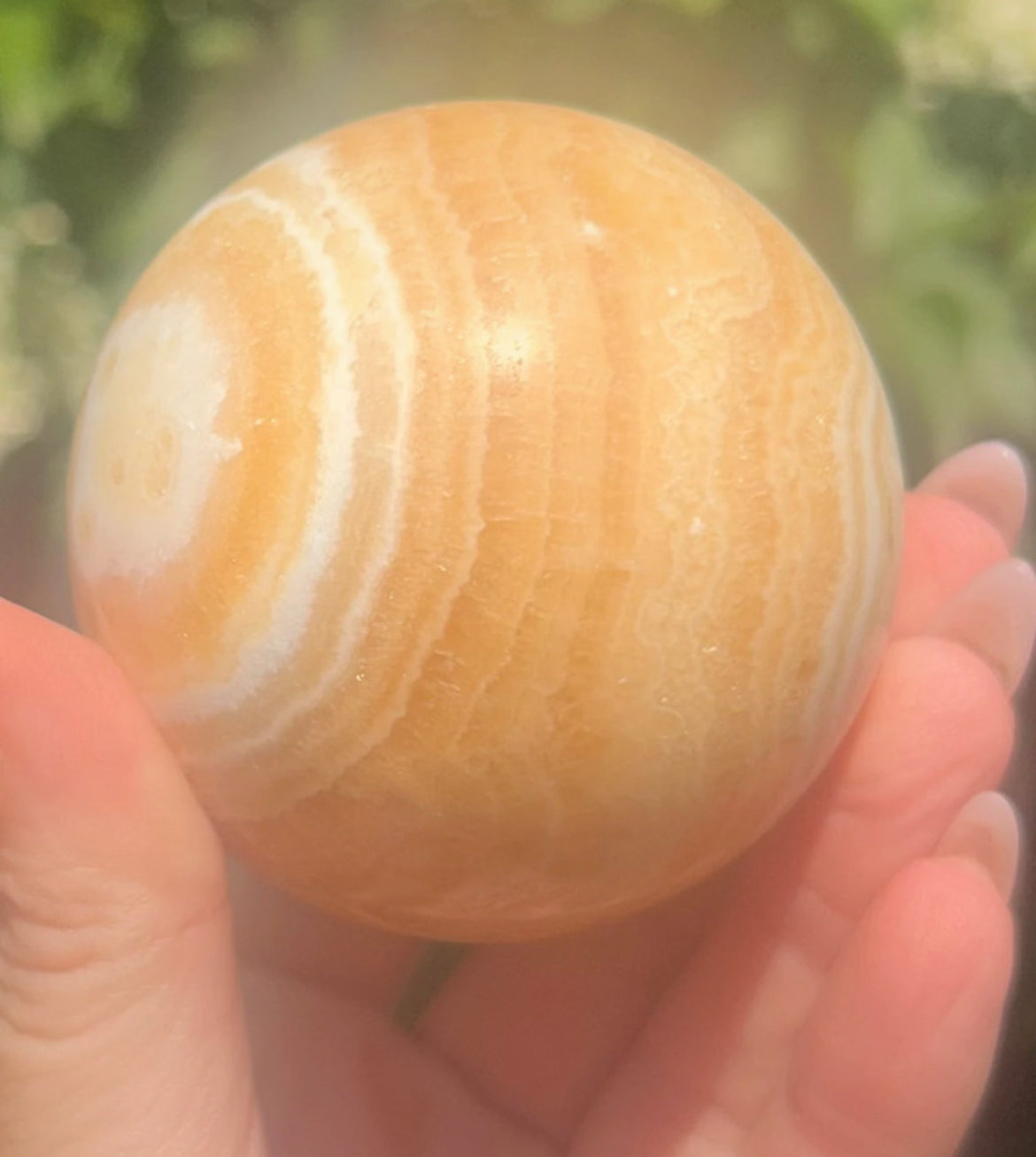 Orange Calcite Banded Sphere