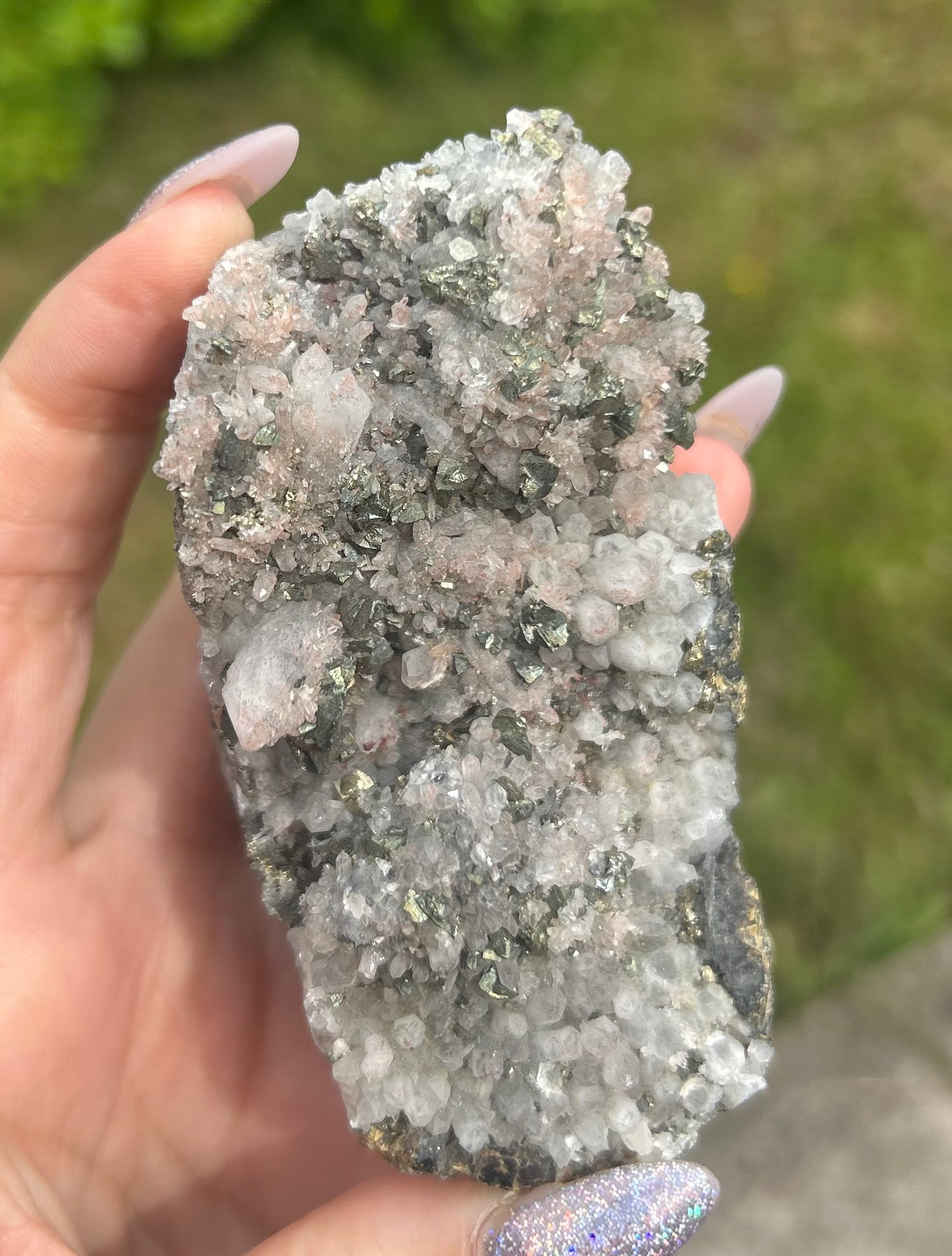 Quartz, Red Quartz, Galena and pyrite