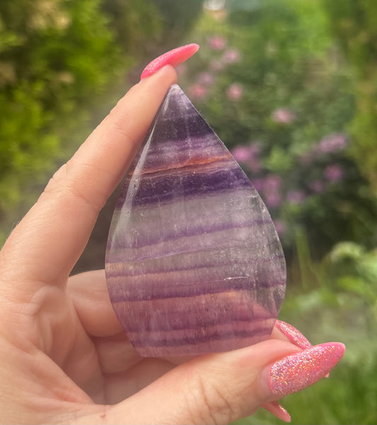 Fluorite with Firequartz Tear drop / Flame