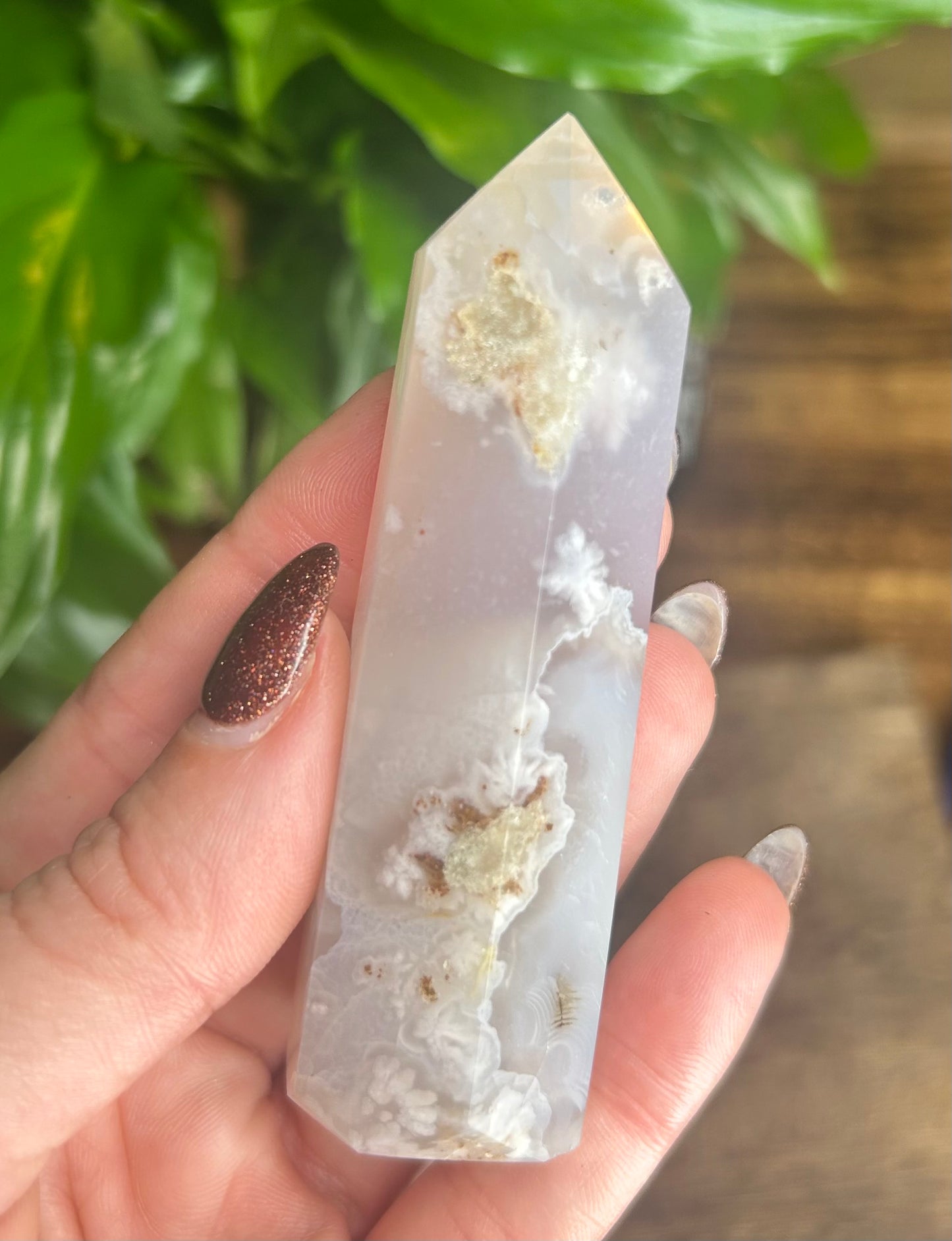 White Flower Agate Crystal Tower