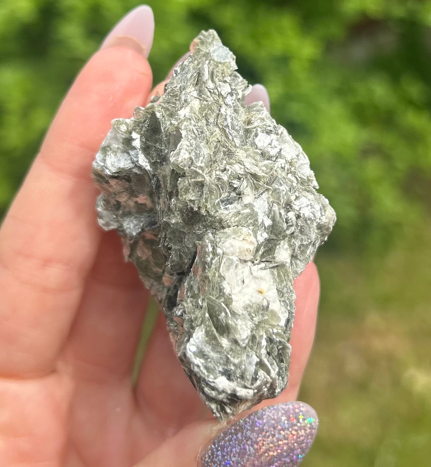 Green Shiny Mica Raw Piece