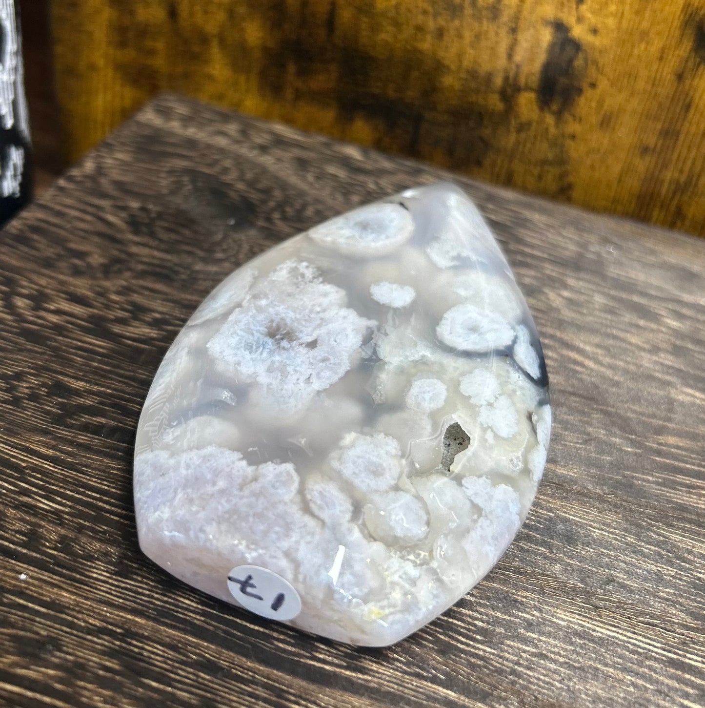 Black Flower Agate Tear Drop / Flame