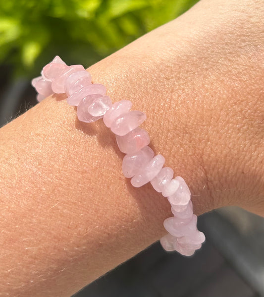 Rose Quartz Crystal Chip Bracelet