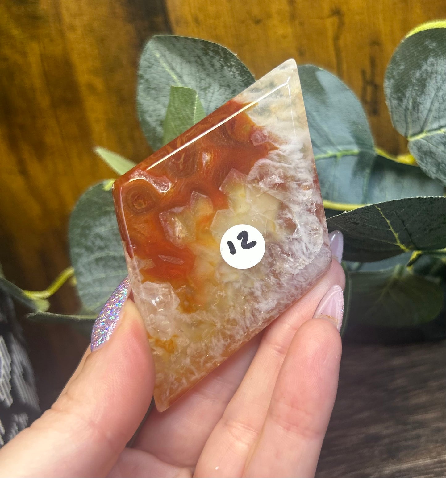 Carnelian Agate Crystal Diamond Carving