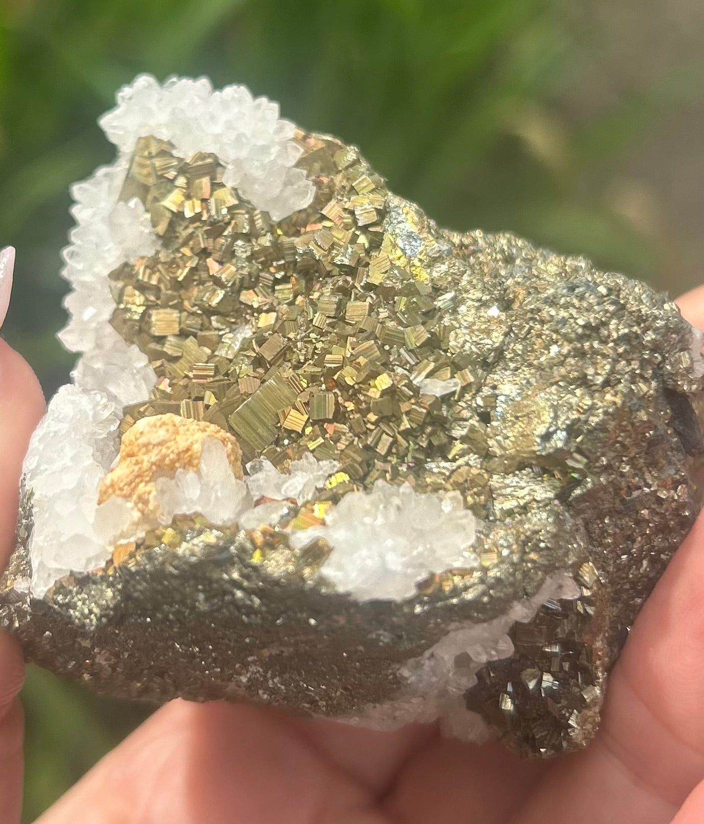 Quartz With AA Quality Rare Aura Pyrite Cubes